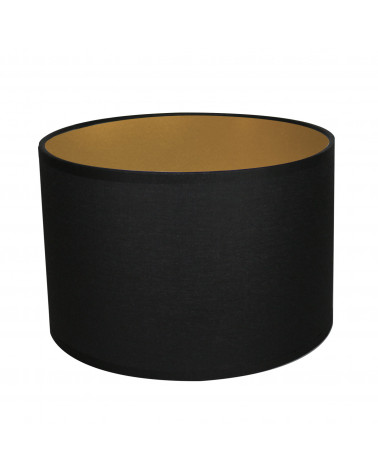 Round black lampshade with gold interior