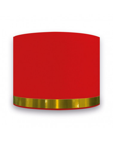 Abat-jour pour chevet rond rouge jonc or