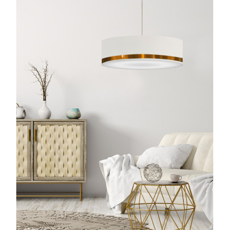 Lámpara de suspensión blanca y cobre