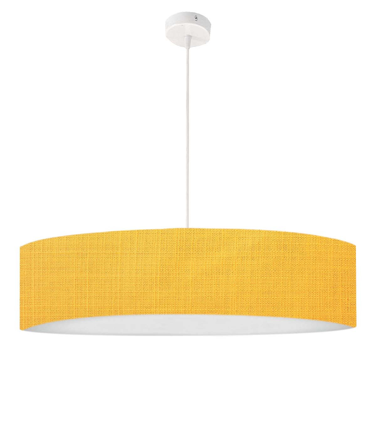 Lámpara de suspensión amarilla con estampado efecto lino