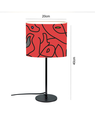 Lámpara de mesa roja abstracta