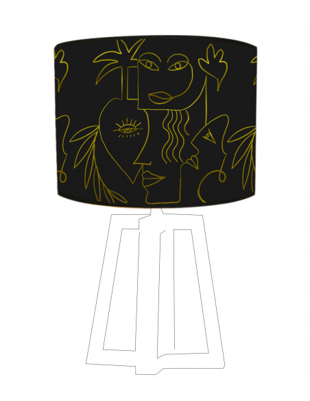 Goldener Lampenschirm mit schwarzem Boho-Druck