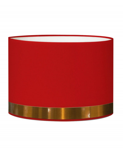 Lampenschirm für Nachttisch, rund, rot, kupferfarbener Ring