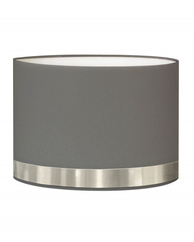 Nachttischlampe, rund, grau, mit Aluminiumring
